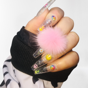 Press On Nails - Murakami Glitter Jelly with PomPon