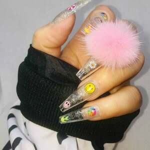 Press On Nails - Murakami Glitter Jelly with PomPon - 4