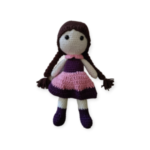 Χειροποίητη πλεκτή παιδική κούκλα Dorothy ροζ μωβ -AMI77 - λούτρινα