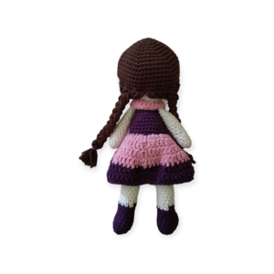 Χειροποίητη πλεκτή παιδική κούκλα Dorothy ροζ μωβ -AMI77 - λούτρινα - 3