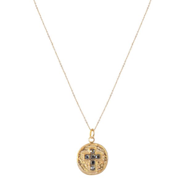 Κολιέ Ατσάλινο Επίχρυσο με Αυξομείωση "Zircon Cross" - charms, επιχρυσωμένα, σταυρός, κοντά, ατσάλι