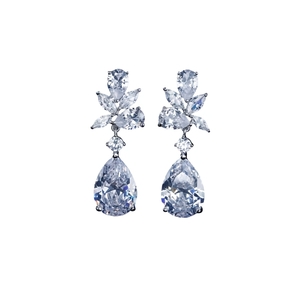 '' ISABELLA '' Wedding Earrings / σκουλαρίκια επιπλατινωμένα νυφικά και για επίσημες περιστάσεις με πέτρες υψηλής ποιότητας ζιργκόν - ασήμι, επιχρυσωμένα, ορείχαλκος, πέρλες, νυφικά