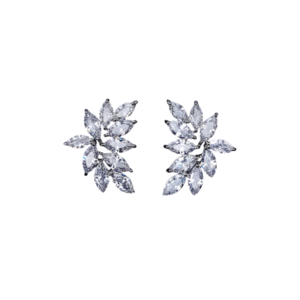 '' AMELIA '' Leaf Zircon Stud Earrings / σκουλαρίκια επιπλατινωμένα νυφικά και για επίσημες περιστάσεις με πέτρες υψηλής ποιότητας ζιργκόν - ασήμι, επιχρυσωμένα, ορείχαλκος, νυφικά, επιπλατινωμένα