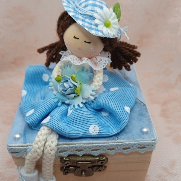 Ξύλινο κουτί με κούκλα - κορίτσι, οργάνωση & αποθήκευση - 4