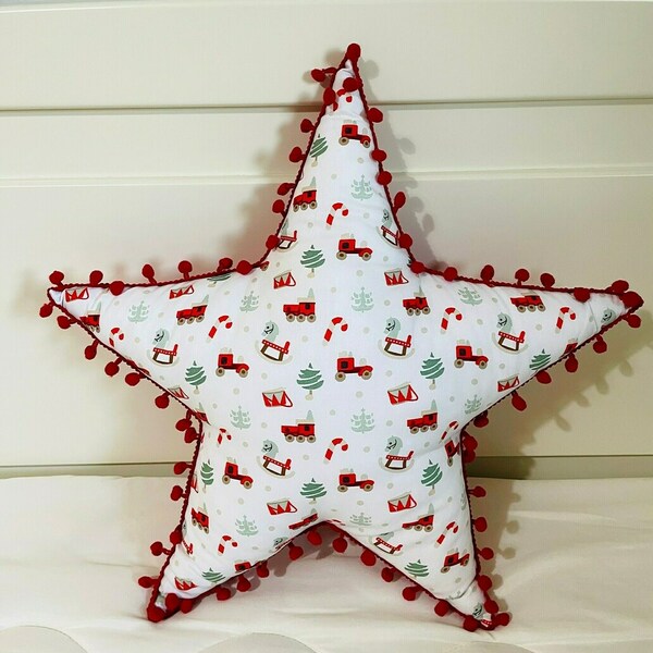 Χριστουγεννιάτικο μαξιλάρι αστέρι - ύφασμα, αστέρι, λευκά είδη, γιαγιά