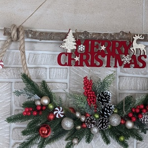 Χριστουγεννιάτικο κρεμαστό για εντος και εκτος σπιτιού - ξύλο, στεφάνια, σπίτι, διακοσμητικά - 3