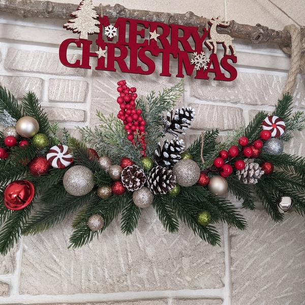 Χριστουγεννιάτικο κρεμαστό για εντος και εκτος σπιτιού - ξύλο, στεφάνια, σπίτι, διακοσμητικά