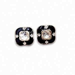 Vintage black flower earings / σκουλαρίκια vintage σε χρώμα μαύρο - ασήμι, ορείχαλκος, boho, νυφικά, επιπλατινωμένα - 2