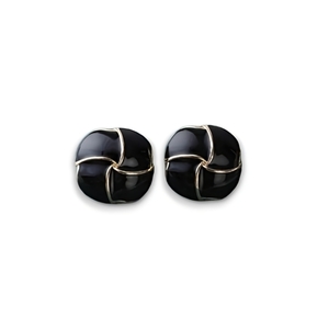 Vintage black/ σκουλαρίκια σε χρώμα μαύρο με χρυσές γραμμές - ασήμι, ορείχαλκος, boho, νυφικά, επιπλατινωμένα