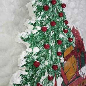 Φωτισμένο, Χριστουγεννιατικο , ξύλινο φορτηγό, φορτωμένο με χιονισμένο δέντρο, στεφανι και δωρα!!!! - ξύλο, διακοσμητικά, χριστουγεννιάτικα δώρα - 4