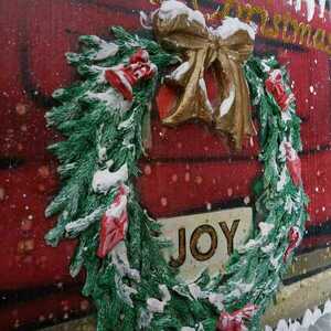Φωτισμένο, Χριστουγεννιατικο , ξύλινο φορτηγό, φορτωμένο με χιονισμένο δέντρο, στεφανι και δωρα!!!! - ξύλο, διακοσμητικά, χριστουγεννιάτικα δώρα - 5