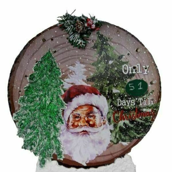 Φωτιζόμενη Χριστουγεννιάτικη διακόσμηση, μαυροπίνακας, μέρες μέχρι τα Χριστούγεννα, Άγιος Βασίλης, Χριστουγεννιάτικο δέντρο, Ξυλινο, χιονισμενο διακοσμητικο, - ξύλο, διακοσμητικά, άγιος βασίλης, δέντρο