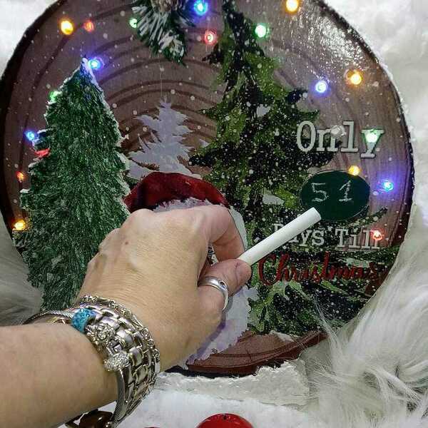 Φωτιζόμενη Χριστουγεννιάτικη διακόσμηση, μαυροπίνακας, μέρες μέχρι τα Χριστούγεννα, Άγιος Βασίλης, Χριστουγεννιάτικο δέντρο, Ξυλινο, χιονισμενο διακοσμητικο, - ξύλο, διακοσμητικά, άγιος βασίλης, δέντρο - 2