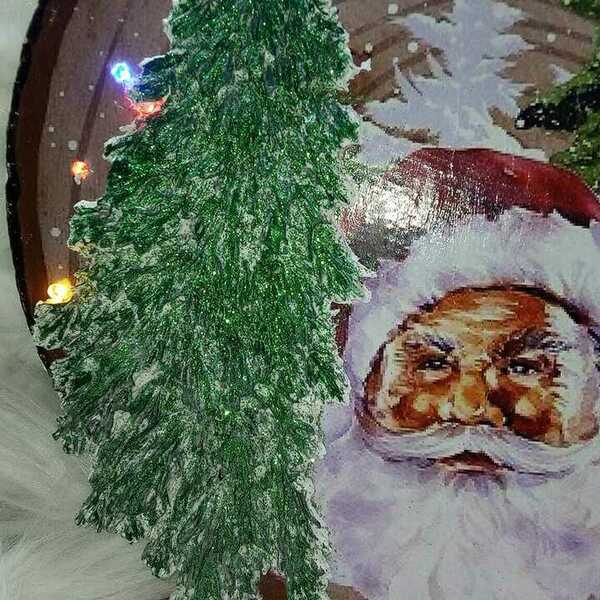 Φωτιζόμενη Χριστουγεννιάτικη διακόσμηση, μαυροπίνακας, μέρες μέχρι τα Χριστούγεννα, Άγιος Βασίλης, Χριστουγεννιάτικο δέντρο, Ξυλινο, χιονισμενο διακοσμητικο, - ξύλο, διακοσμητικά, άγιος βασίλης, δέντρο - 5