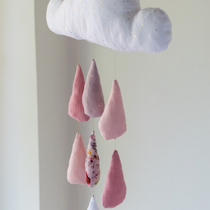 Κρεμαστό Διακοσμητικό Συννεφάκι με Ροζ Βροχή - Cloud Mobile - Δώρο για Νεογέννητο - Δώρο για Κοριτσάκι - Διακοσμητικά Τοίχου - Παιδικό Δωμάτιο - κορίτσι, συννεφάκι, βρεφικά, δώρα για μωρά, κρεμαστό διακοσμητικό - 4