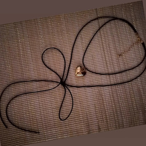 Boho τσόκερ με κρεμαστή καρδιά και διπλό κορδόνι - επιχρυσωμένα, καρδιά, τσόκερ, κορδόνια, μακριά - 2