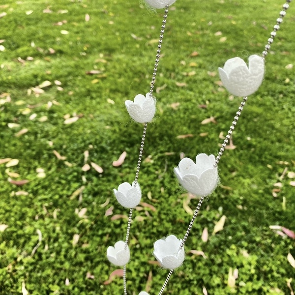 Song Dynasty white - charms, μακριά, λουλούδι, ατσάλι, boho - 3