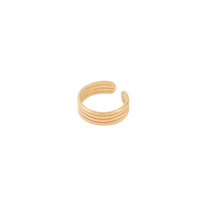 Δαχτυλίδι Αυξομειούμενο Ατσάλινο "Golden Lines" - επιχρυσωμένα, γεωμετρικά σχέδια, ατσάλι, boho, αυξομειούμενα