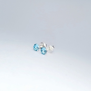 Birthstone ασημένια 925° σκουλαρίκια για γενέθλια Μαρτίου - στρας, ασήμι 925, καρφωτά, φθηνά - 2