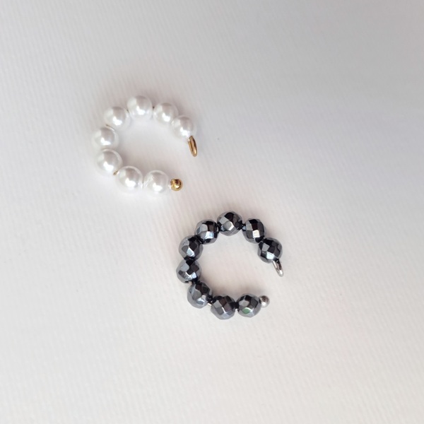 Ear cuffs Grey - ημιπολύτιμες πέτρες, μικρά, ατσάλι, ear cuffs