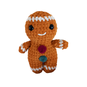 Πλεκτό κουκλάκι μπισκοτένιο ανθρωπάκι (Gingerbread man) μεγάλο 26 εκ. - λούτρινα, χριστούγεννα, χριστουγεννιάτικα δώρα