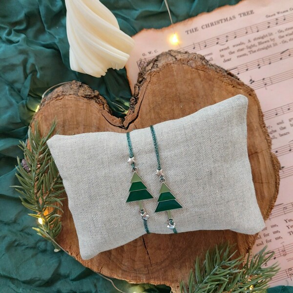 Βραχιόλι ασημένιο χριστουγεννιάτικο δέντρο - ορείχαλκος, επάργυρα, χριστουγεννιάτικα δώρα, χεριού, γούρια - 2