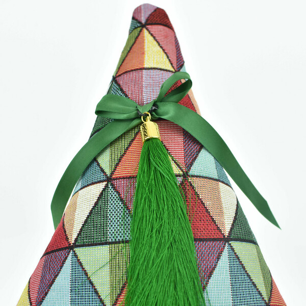Χριστουγεννιάτικο υφασμάτινο δέντρο, 35εκ. - ύφασμα, διακοσμητικά, δέντρο - 2