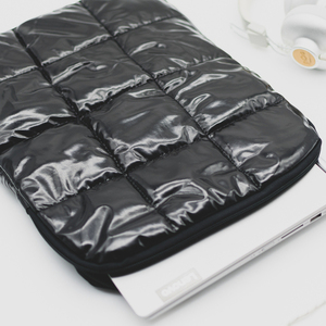 Μαύρη Θήκη Tablet με Φερμουάρ - Puffer Θήκη Laptop - Τσάντα Φάκελος Tablet - Προστασία Laptop - Αδιάβροχη Τσάντα Βινυλίου - ύφασμα - 5