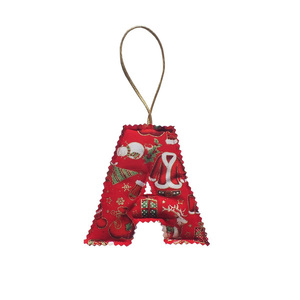 Χριστουγεννιάτικο στολίδι μονόγραμμα - κόκκινο (10x10 εκ.) - ύφασμα, μονογράμματα, χριστούγεννα, στολίδια, προσωποποιημένα