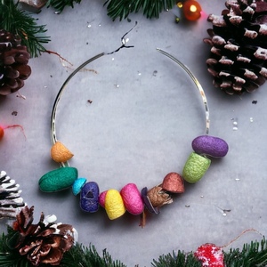 The colourful silk cocoon necklace - χρωματιστό, επάργυρα, κοντά - 4