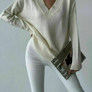 Querencia fashion Πλεκτό πουλόβερ μαλακό γυναικείο - βαμβάκι, ακρυλικό, crop top, μακρυμάνικες
