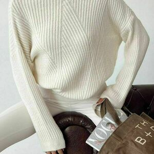 Querencia fashion Πλεκτή Γυναικεία μπλούζα 1004 - βαμβάκι, ακρυλικό, crop top, μακρυμάνικες