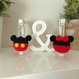 Σετ πλεκτό ζευγάρι μπρελόκ Mickey & Minnie Mouse - 5εκ/ 5εκ - βαμβακερό νήμα, ζευγάρια, ήρωες κινουμένων σχεδίων - 2