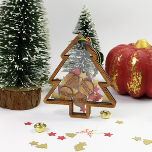 Ξύλινο Χριστουγενιάτικο Στολίδι 3D "Χριστουγεννιάτικο Δέντρο"- Με τα ονόματα της οικογένειας - ξύλο, plexi glass, στολίδια, δέντρο, προσωποποιημένα - 3