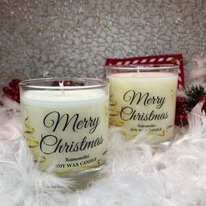 Χριστουγεννιάτικο Κερί 200ml Kaimemellei, Merry Christmas Candle - γυαλί, χριστουγεννιάτικα δώρα, φυτικό κερί, κεριά & κηροπήγια, vegan κεριά - 2