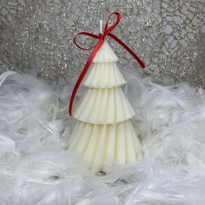 Χριστουγεννιάτικο Κερί Ελατο, Christmas Candle Kaimemellei, μπεζ, 8 αρώματα - ύφασμα, κεριά & κηροπήγια, δέντρο, vegan κεριά - 2