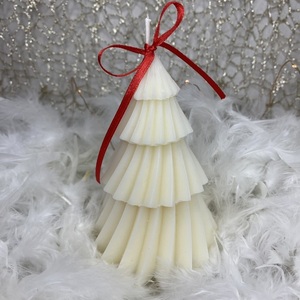 Χριστουγεννιάτικο Κερί Ελατο, Christmas Candle Kaimemellei, μπεζ, 8 αρώματα - ύφασμα, κεριά & κηροπήγια, δέντρο, vegan κεριά - 3