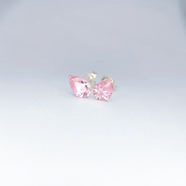 Ασημένια 925° σκουλαρίκια με ροζ πετρούλα σε σχήμα σταγόνας - στρας, ασήμι 925, σταγόνα, μικρά, φθηνά