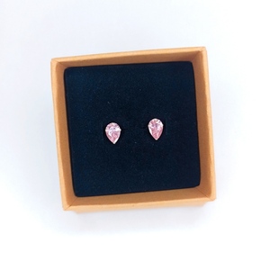 Ασημένια 925° σκουλαρίκια με ροζ πετρούλα σε σχήμα σταγόνας - στρας, ασήμι 925, σταγόνα, μικρά, φθηνά - 2