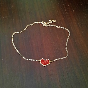 Μενταγιόν Κόκκινη καρδούλα από γυάλινες χάντρες Miyuki Delica - καρδιά, χάντρες, miyuki delica, κοντά, κοσμήματα - 3