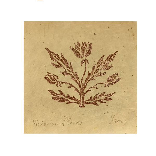 Χειροποίητη εκτύπωση Victorian Flower (Br) - εκτύπωση, πίνακες & κάδρα, χειροποίητα