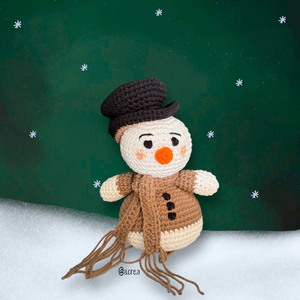Χιονάνθρωπος | 18εκ. | Πλεκτό βαμβακερό χειροποίητο (με/χωρίς κρεμαστό) - νήμα, λούτρινα, διακοσμητικά, χριστουγεννιάτικα δώρα - 3