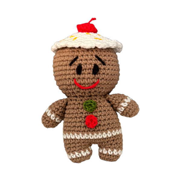 Μπισκοτάκης -Gingerbread | 15εκ. | Πλεκτό βαμβακερό χειροποίητο (με/χωρίς κρεμαστό) - νήμα, λούτρινα, διακοσμητικά, χριστουγεννιάτικα δώρα