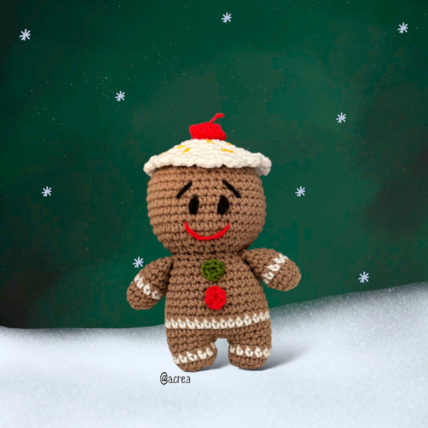 Μπισκοτάκης -Gingerbread | 15εκ. | Πλεκτό βαμβακερό χειροποίητο (με/χωρίς κρεμαστό) - νήμα, λούτρινα, διακοσμητικά, χριστουγεννιάτικα δώρα - 3