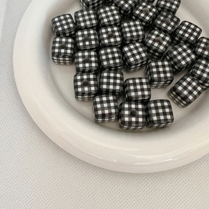 Ακρυλικές χάντρες σε σχήμα κύβου (μαύρες) 14mm 2 τεμάχια - υλικά κοσμημάτων - 2