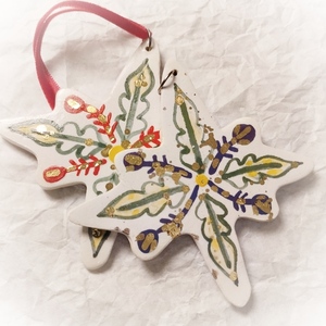 Χριστουγεννιάτικα Κεραμικά στολίδια Σετ 3 - ζωγραφισμένα στο χέρι, χρυσό, πηλός, στολίδια - 3