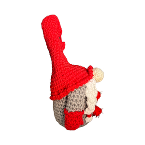 Gnome - Αγ. Βασίλης με Πλεξούδες | 16-18εκ. | Πλεκτό βαμβακερό χειροποίητο (με/χωρίς κρεμαστό) - νήμα, διακοσμητικά, χριστουγεννιάτικα δώρα, άγιος βασίλης - 2