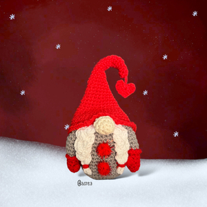 Gnome - Αγ. Βασίλης με Πλεξούδες | 16-18εκ. | Πλεκτό βαμβακερό χειροποίητο (με/χωρίς κρεμαστό) - νήμα, διακοσμητικά, χριστουγεννιάτικα δώρα, άγιος βασίλης - 3