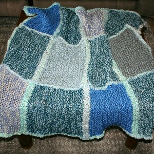 Κουβερτούλα γαλάζια 90Χ110 εκ. χειροποίητη πλεκτή, παιδική-ριχτάρι - πλεκτό, αγόρι, κουβέρτες - 3