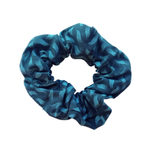 Κοκκαλάκι μαλλιών scrunchie βαμβακερό πράσινο με σχέδια - ύφασμα, λαστιχάκια μαλλιών